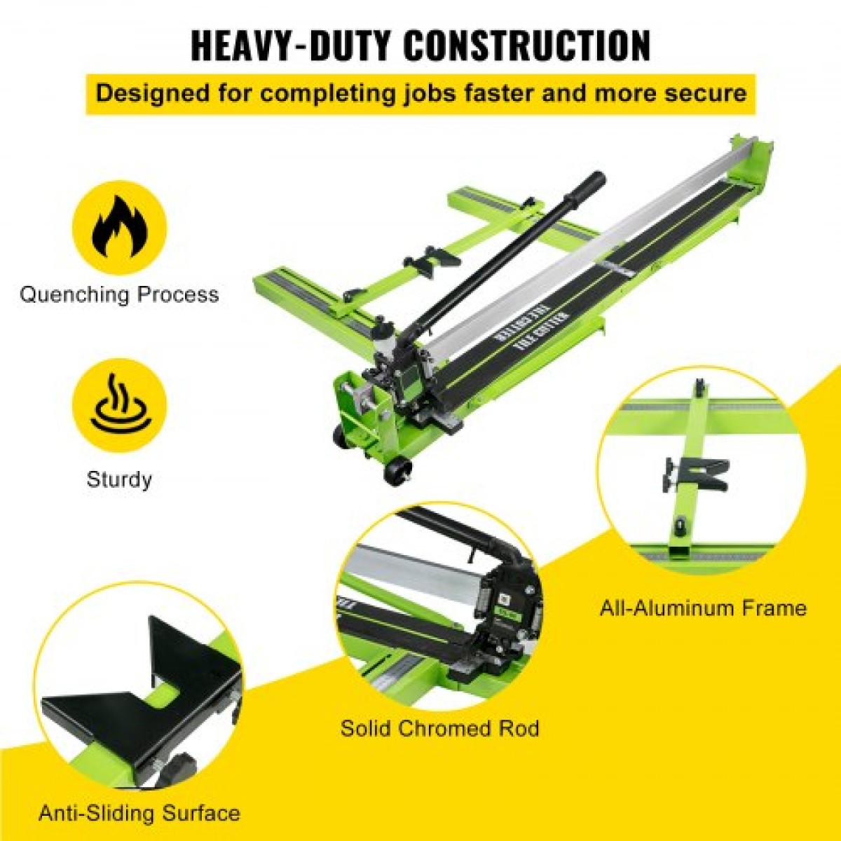 VEVOR Tile Cutter 47 ιντσών Μηχανή κοπής πλακιδίων 1,4 ιντσών Μηχανή κοπής κεραμικών πλακιδίων πορσελάνης με οδηγό λέιζερ πλαισίου από χάλυβα και μπόνους ανταλλακτικό κοπτικό τροχοί κοπής πλακιδίων Εργαλείο χειρός