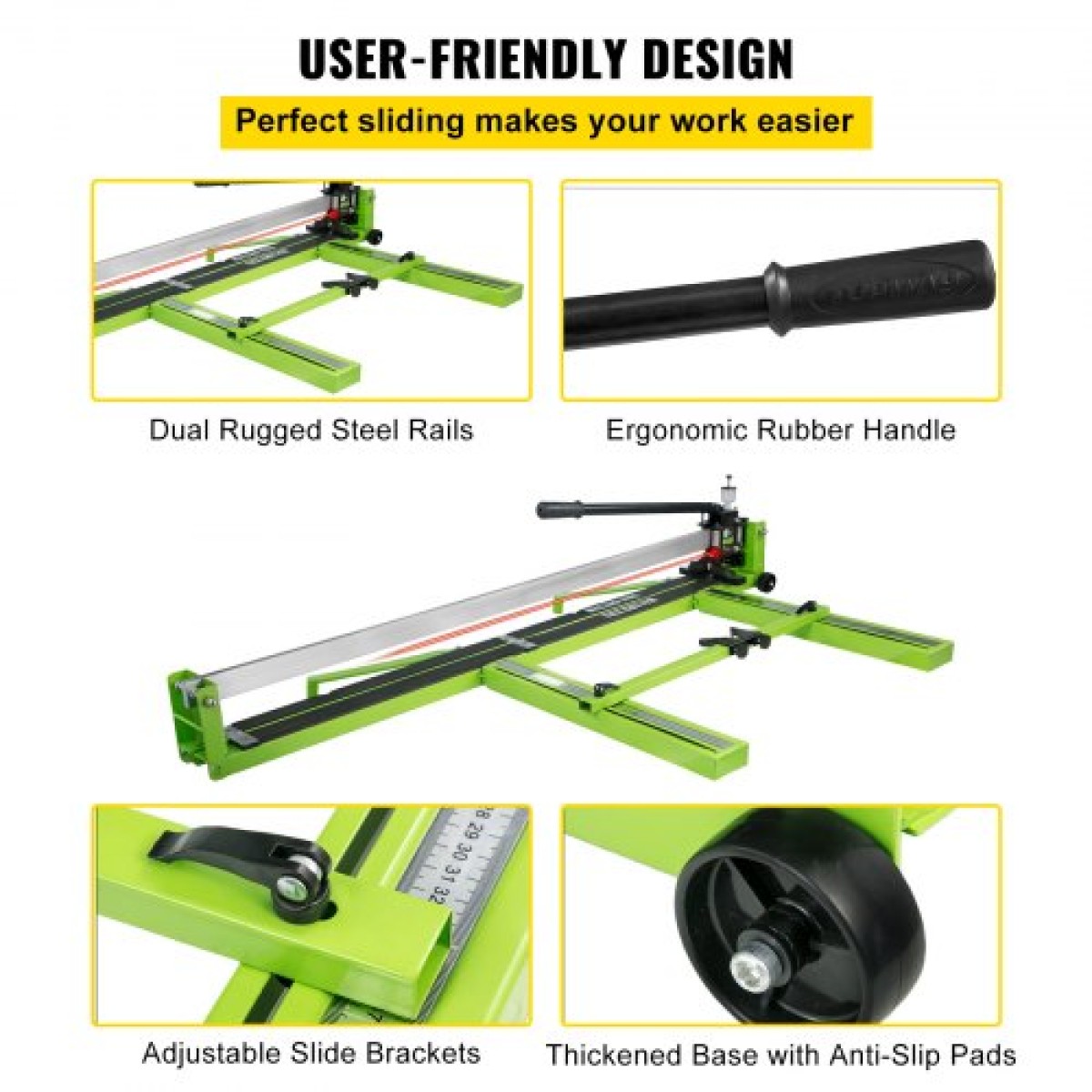 VEVOR Tile Cutter 47 ιντσών Μηχανή κοπής πλακιδίων 1,4 ιντσών Μηχανή κοπής κεραμικών πλακιδίων πορσελάνης με οδηγό λέιζερ πλαισίου από χάλυβα και μπόνους ανταλλακτικό κοπτικό τροχοί κοπής πλακιδίων Εργαλείο χειρός