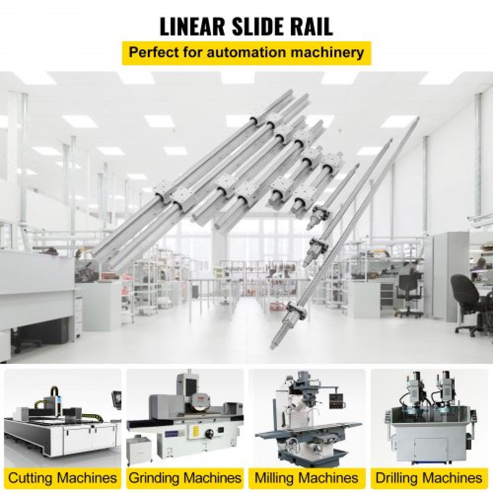VEVOR SBR20 Linear Rail Set+3 Ballscrew RM1605-350/650/1050mm CNC Σετ Στήριξης Liner Rail+BK/BF12 with BK/BF 12 CNC Kit