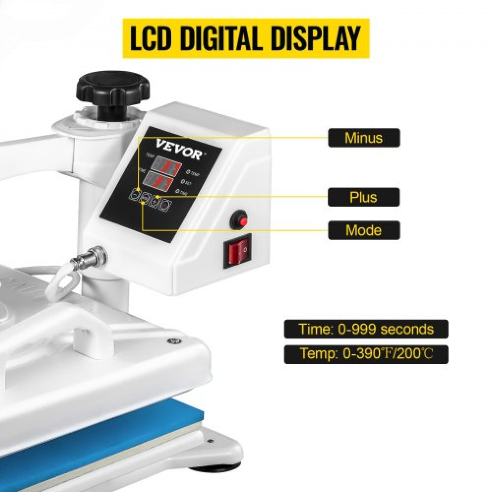 VEVOR Heat Press 30,5 x 38,1 cm 5 σε 1 Heat Press Machine 1250W Heat Press Swing Away White Heat Press T-Shirt Printer Sublimation Transfer 360 μοιρών Περιστροφή για καπέλο και μπλουζάκια παπούτσια DIY
