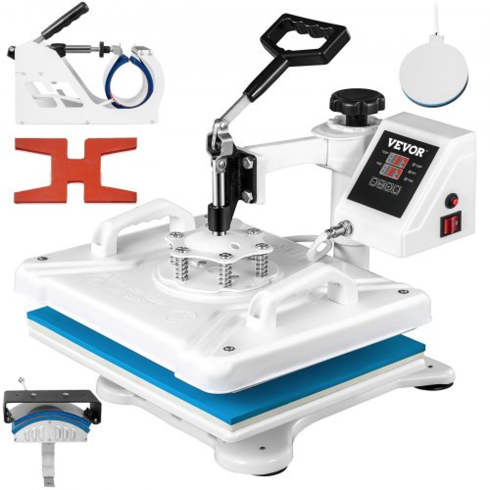 VEVOR Heat Press 30,5 x 38,1 cm 5 σε 1 Heat Press Machine 1250W Heat Press Swing Away White Heat Press T-Shirt Printer Sublimation Transfer 360 μοιρών Περιστροφή για καπέλο και μπλουζάκια παπούτσια DIY