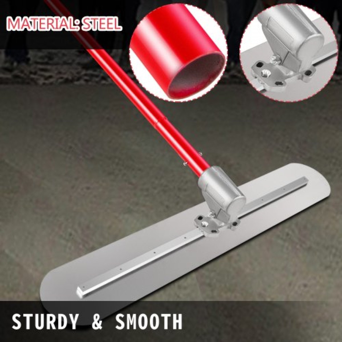 VEVOR Bull Float Concrete Float 1200x200mm Concrete Tool Trowel Float Ρυθμιζόμενη λαβή & βραχίονας, φλοτέρ σκυροδέματος με μήκος λαβής: 3 x 1,8m
