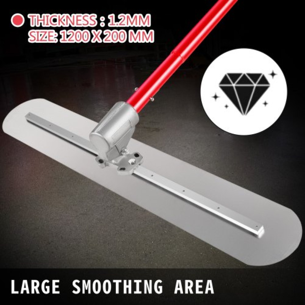 VEVOR Bull Float Concrete Float 1200x200mm Concrete Tool Trowel Float Ρυθμιζόμενη λαβή & βραχίονας, φλοτέρ σκυροδέματος με μήκος λαβής: 3 x 1,8m