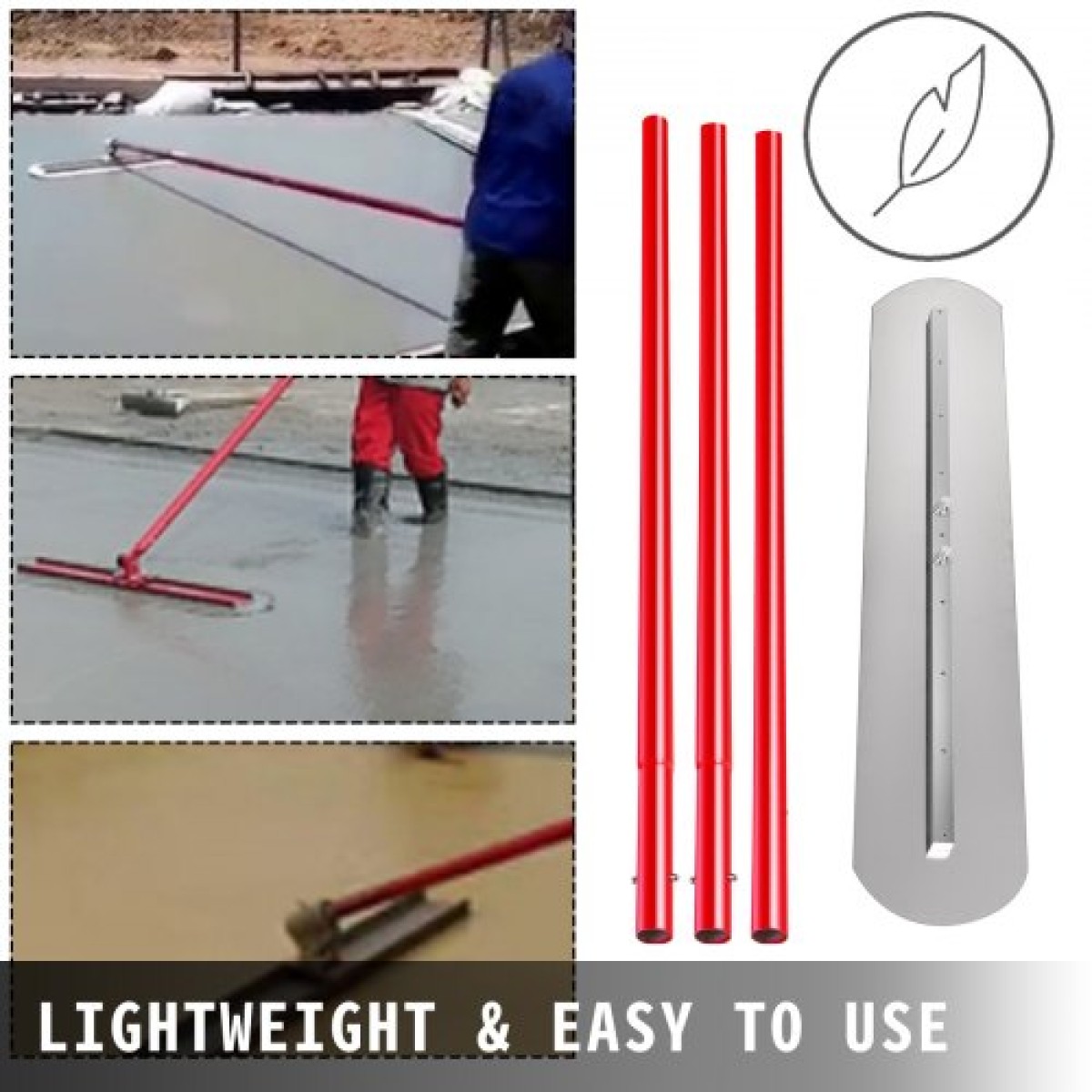 VEVOR Bull Float Concrete Float 1200x200mm Concrete Tool Trowel Float Ρυθμιζόμενη λαβή & βραχίονας, φλοτέρ σκυροδέματος με μήκος λαβής: 3 x 1,8m
