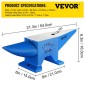 VEVOR Horn Anvil, Steel Anvil Blacksmith Weight 30KG/66,1LBS, Blacksmith Anvil Steel Anvil Round Horn Metal Work Steel Anvil Blacksmith Hardy Hole