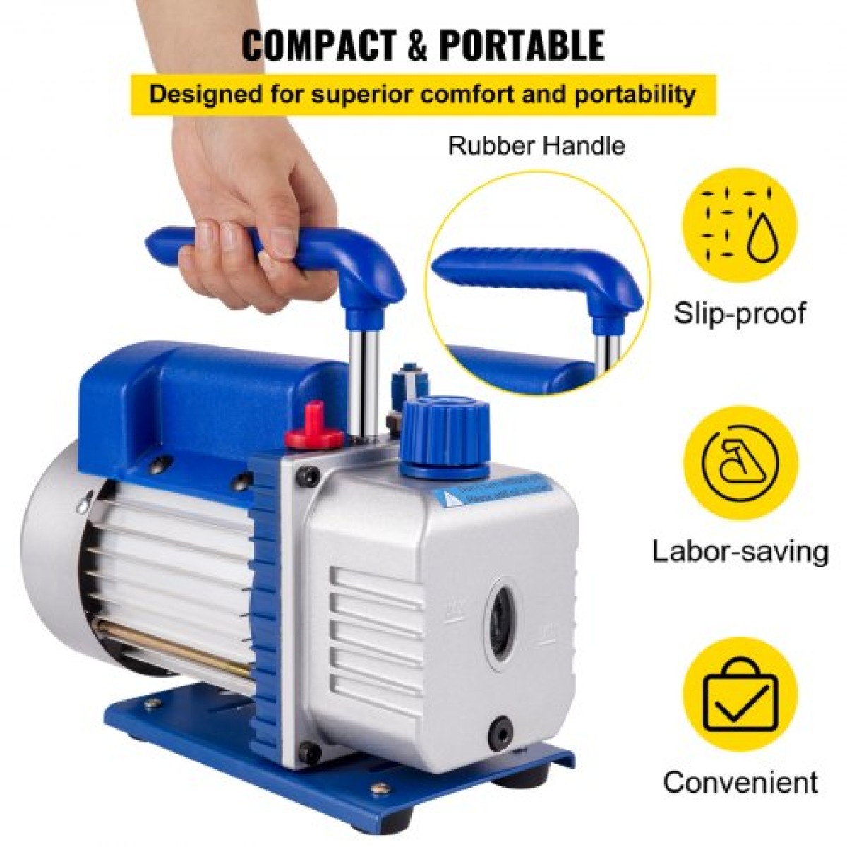 VEVOR 255 L/min(9CFM) 746W(1HP) Air Condition Αντλία κενού ψυκτικού μέσου θάλαμος κενού με θάλαμο απαέρωσης αντλίας με αντλία εναλλασσόμενου ρεύματος αντλία κενού