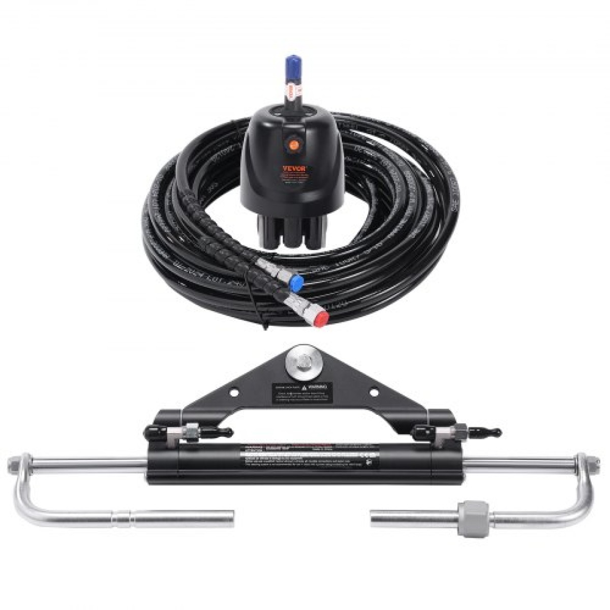 VEVOR Hydraulic Outboard Steering Kit, 112 kW (150HP), Marine Boat Hydraulic Steering System, με κύλινδρο αμφίδρομης κλειδαριάς αντλίας τιμόνι και υδραυλικό σωλήνα διεύθυνσης 6,1 m (20 πόδια), για μονοκινητήρια σκάφη