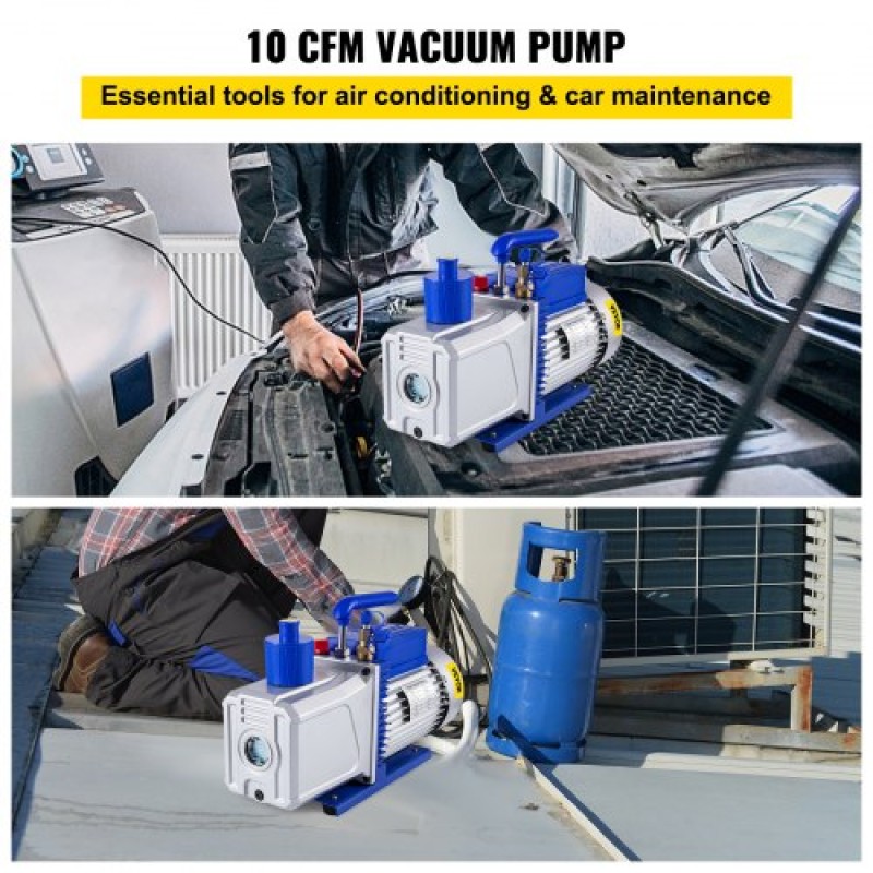 Αντλία κενού VEVOR 283 L/min(10CFM) 746W(1HP) Vane Pump Vacuum Two Stage 3 x 10-1 Pa Ultimate HVAC Rotary Auto AC Refrigerant Vacuum, for Automobile Reparation Vacuum Vacuum