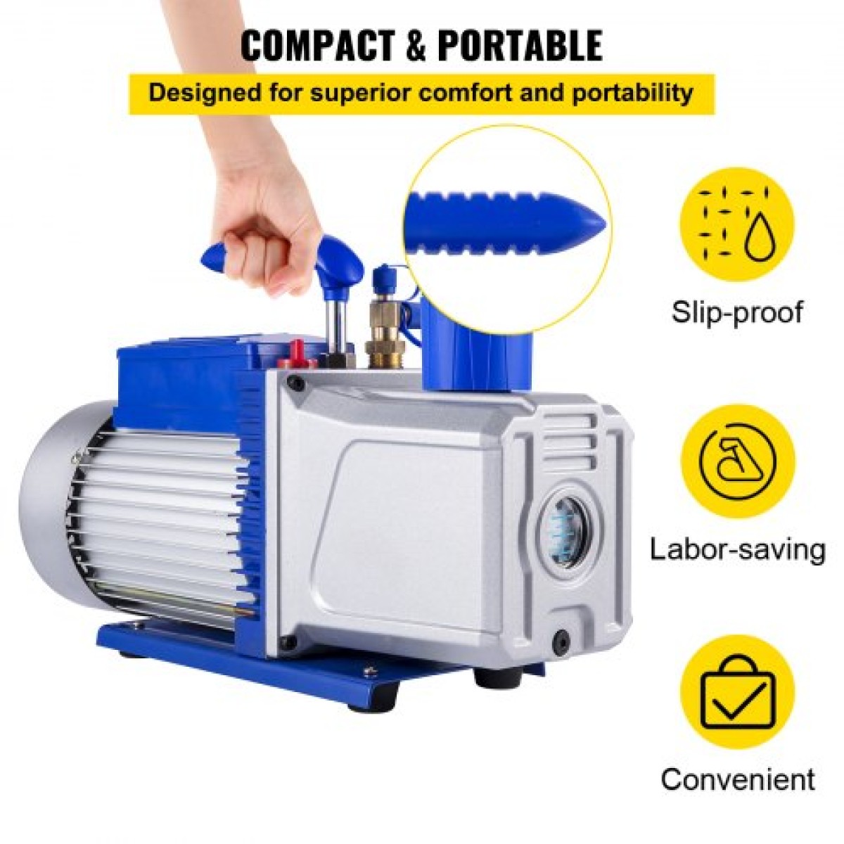Αντλία κενού VEVOR 283 L/min(10CFM) 746W(1HP) Vane Pump Vacuum Two Stage 3 x 10-1 Pa Ultimate HVAC Rotary Auto AC Refrigerant Vacuum, for Automobile Reparation Vacuum Vacuum