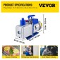 Αντλία κενού VEVOR 283 L/min(10CFM) 746W(1HP) Vane Pump Vacuum Two Stage 3 x 10-1 Pa Ultimate HVAC Rotary Auto AC Refrigerant Vacuum, for Automobile Reparation Vacuum Vacuum