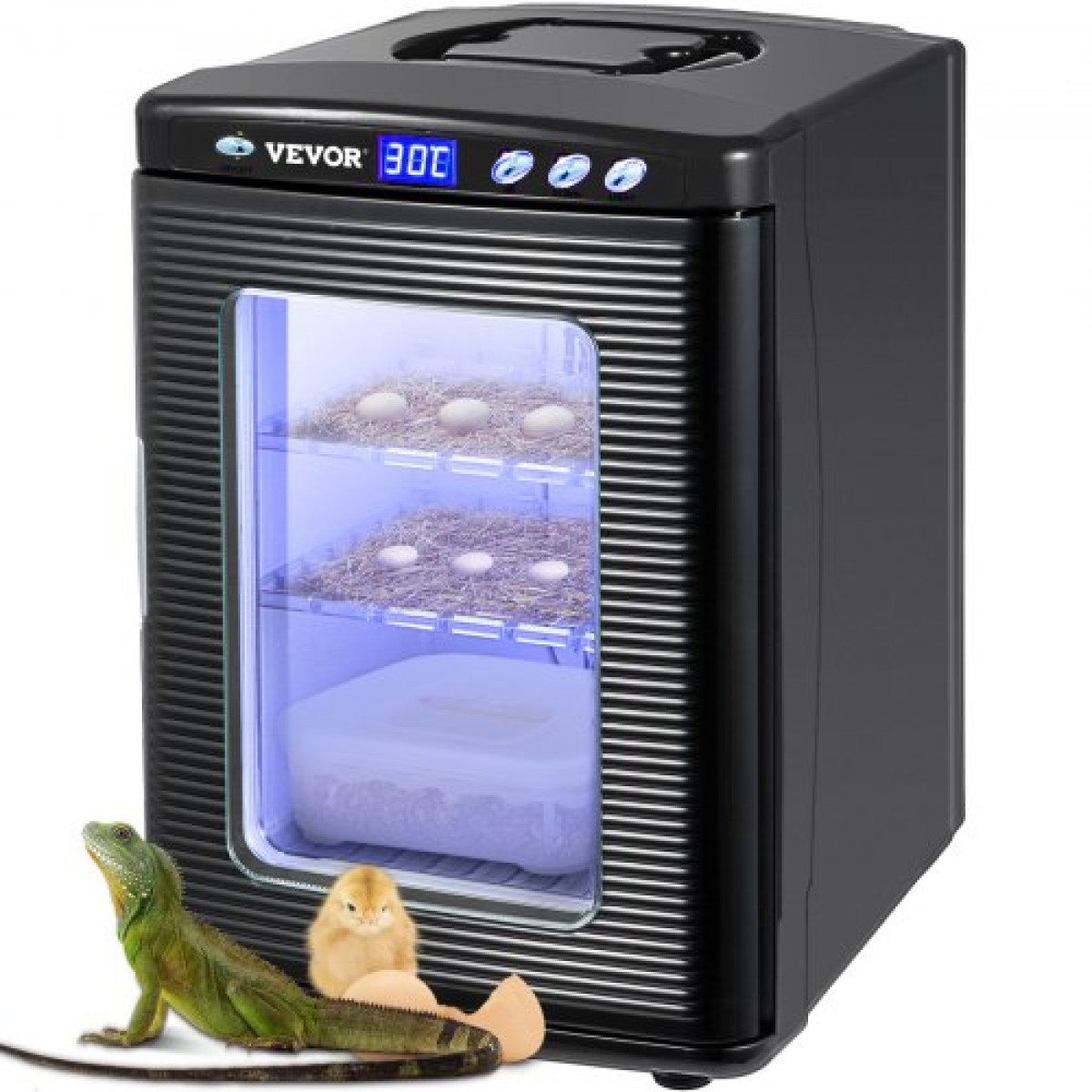 VEVOR Black Reptile Incubator 25L Scientific Lab Incubator Ψύξη και θέρμανση 5-42°C Θερμοκοιτίδα ερπετών 12V/110V Εργασία για μικρά ερπετά