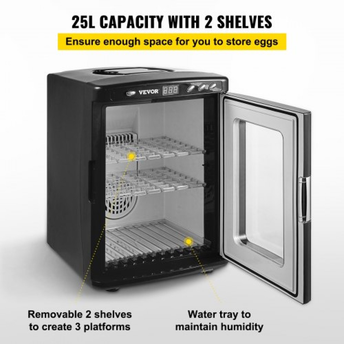 VEVOR Black Reptile Incubator 25L Scientific Lab Incubator Ψύξη και θέρμανση 5-42°C Θερμοκοιτίδα ερπετών 12V/110V Εργασία για μικρά ερπετά