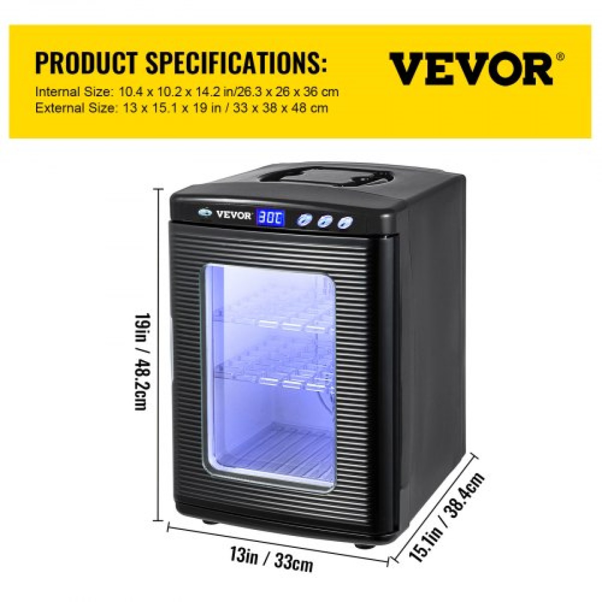 VEVOR Black Reptile Incubator 25L Scientific Lab Incubator Ψύξη και θέρμανση 5-42°C Θερμοκοιτίδα ερπετών 12V/110V Εργασία για μικρά ερπετά