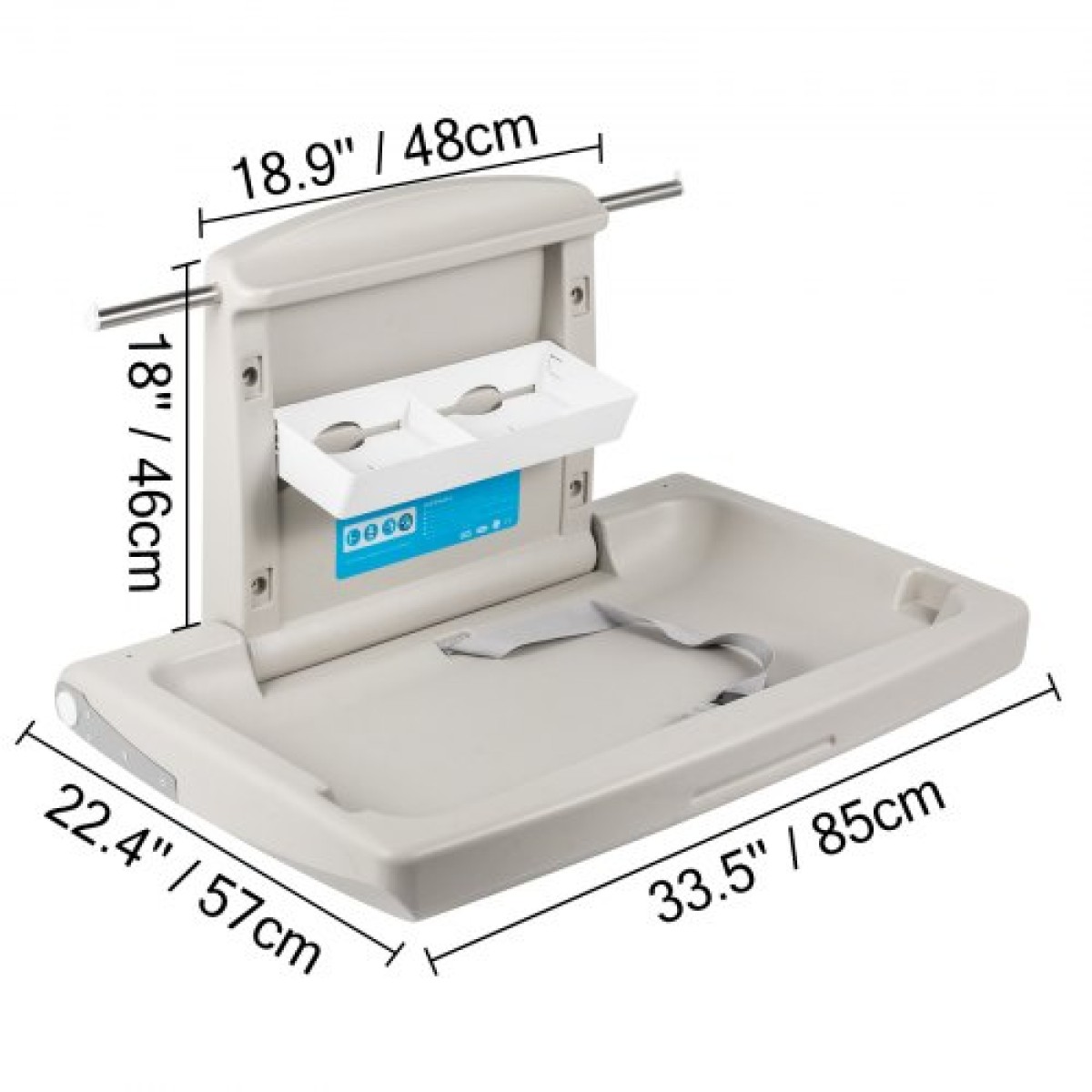 VEVOR 85 × 57 × 47 cm Οριζόντιο Τραπέζι αλλαξιέρα μωρού Επιτοίχιο Σταθμός αλλαγής πάνας μωρού Κάθετο αναδιπλούμενο Τραπέζι αλλαγής μωρού