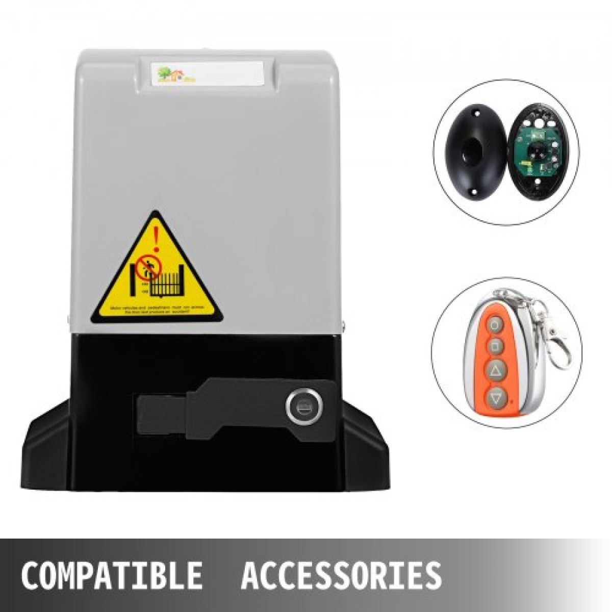 VEVOR Automatic Gate Opener 600 kg/1300 lb, με αισθητήρα υπέρυθρων φωτοκυττάρων ασφαλείας με 2 τηλεχειριστήρια Sliding Gate Opener Ταχύτητα κίνησης 1188,7 cm ανά λεπτό