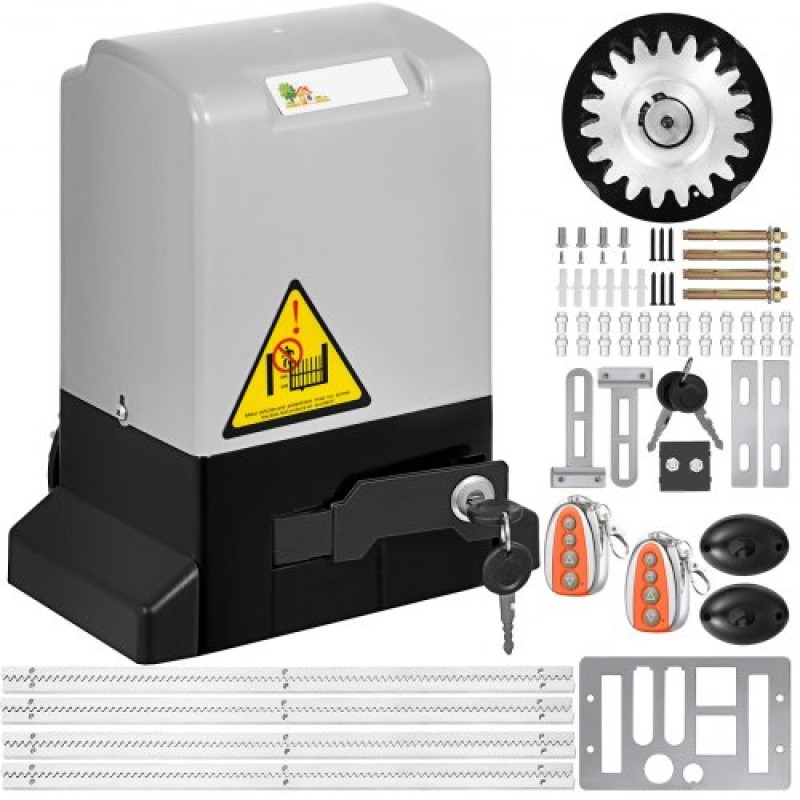 VEVOR Automatic Gate Opener 600 kg/1300 lb, με αισθητήρα υπέρυθρων φωτοκυττάρων ασφαλείας με 2 τηλεχειριστήρια Sliding Gate Opener Ταχύτητα κίνησης 1188,7 cm ανά λεπτό