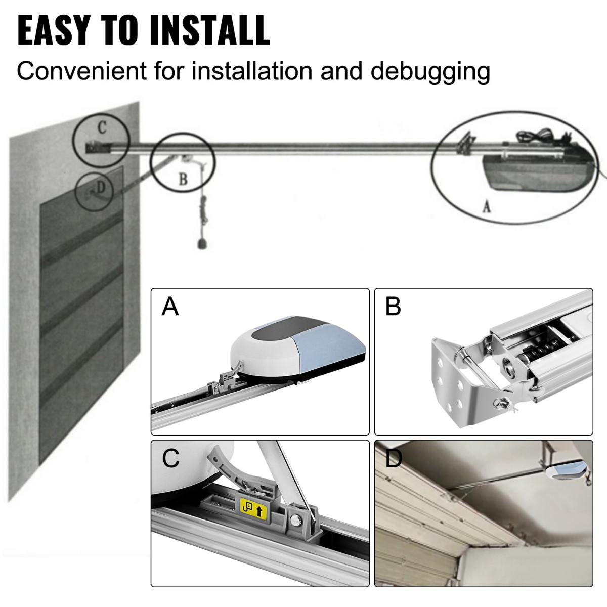 VEVOR Roller Door Opener 1000N Ανοιχτήρι γκαραζόπορτας Πλήρες κιτ χειριστή 150W Τηλεχειριστήριο Ηλεκτρικό αυτόματο κιτ ανοίγματος πόρτας συρόμενες πύλες