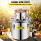 VEVOR Still Distiller 8,5 Gal Stainless Steel Water Distiller 38L Copper Tube Home Brewing Kit Ενσωματωμένο θερμόμετρο για DIY Whisky Wine Brandy Sliver