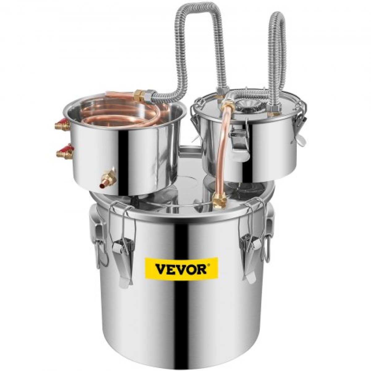 VEVOR Still Distiller 3Gal 12L από ανοξείδωτο ατσάλι Χάλκινος σωλήνας απόσταξης νερού με αντλία κυκλοφορίας Home Brewing Kit Ενσωματωμένο θερμόμετρο για DIY Whisky Wine Brandy Spirits
