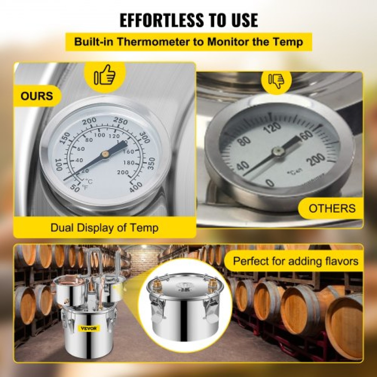 VEVOR Still Distiller 3Gal 12L από ανοξείδωτο ατσάλι Χάλκινος σωλήνας απόσταξης νερού με αντλία κυκλοφορίας Home Brewing Kit Ενσωματωμένο θερμόμετρο για DIY Whisky Wine Brandy Spirits