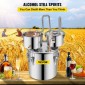 VEVOR Still Distiller 5Gal 21L από ανοξείδωτο ατσάλι Χάλκινος σωλήνας απόσταξης νερού με αντλία κυκλοφορίας Home Brewing Kit Ενσωματωμένο θερμόμετρο για DIY Whisky Wine Brandy Spirits