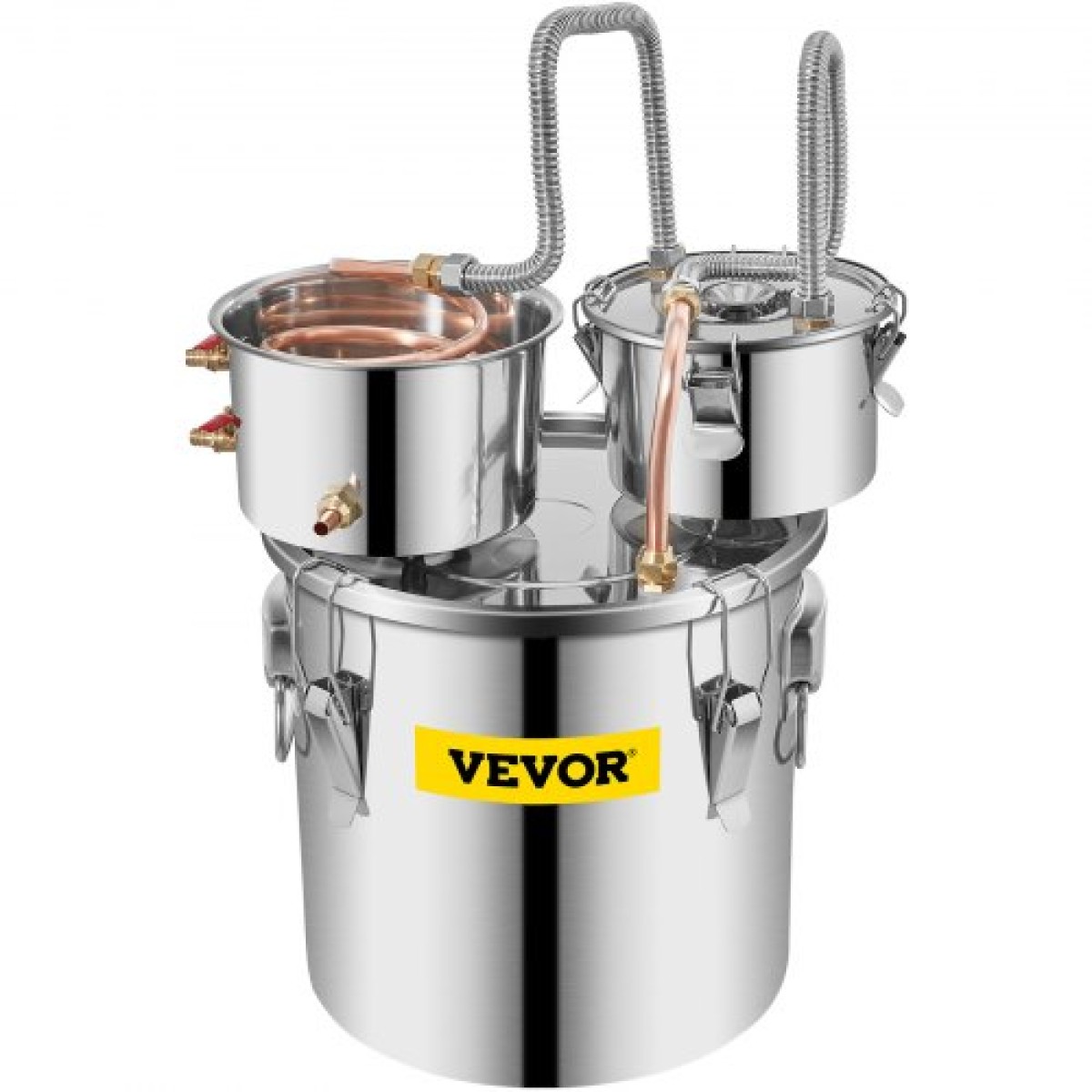 VEVOR Still Distiller 5Gal 21L από ανοξείδωτο ατσάλι Χάλκινος σωλήνας απόσταξης νερού με αντλία κυκλοφορίας Home Brewing Kit Ενσωματωμένο θερμόμετρο για DIY Whisky Wine Brandy Spirits