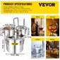 VEVOR Still Distiller 5Gal 21L από ανοξείδωτο ατσάλι Χάλκινος σωλήνας απόσταξης νερού με αντλία κυκλοφορίας Home Brewing Kit Ενσωματωμένο θερμόμετρο για DIY Whisky Wine Brandy Spirits