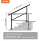 Κιγκλίδωμα σκαλοπατιών VEVOR κουπαστής 48X35,5 ιντσών Εξωτερικό κιγκλίδωμα σκάλας Ρυθμιζόμενο από 0 έως 45 μοίρες Κουπαστή για σκάλες Cross Bar Εξωτερικό κιγκλίδωμα από αλουμίνιο μαύρο σκάλα