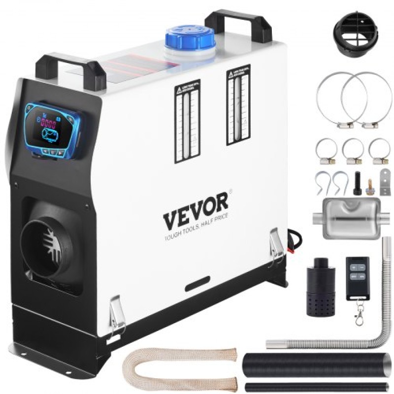 Πορτοκαλί Αερόθερμο Diesel, 5-8KW Parking Heater, All in 1, Truck Heater 12V, One Outlet Air, with Red LCD Switch, Remote Control, Fast Heating Diesel Heater, For Car, RV Truck, Boat, Campervans, Caravans