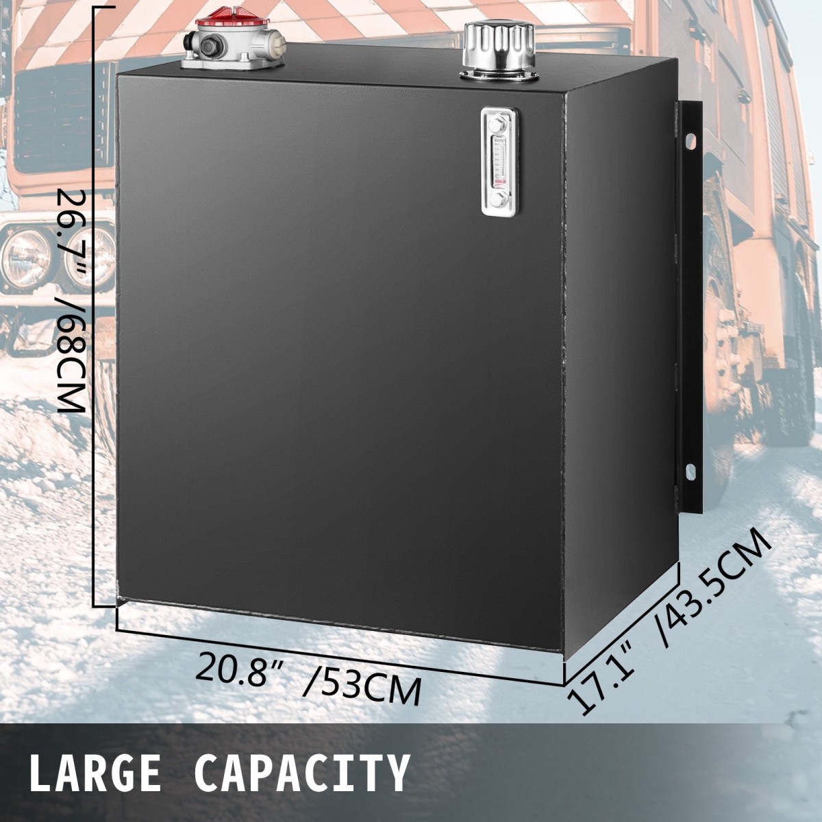 VEVOR Hydraulic Oil Tanks 25Gal Fuel Tank Heavy Duty Hydraulic Steel Tank Reservoir, Tanks Transfer Benzine, Hydraulic Reservoir with Strainer Temper Gauge Filter Καπάκι αναπνοής υδραυλικό δοχείο