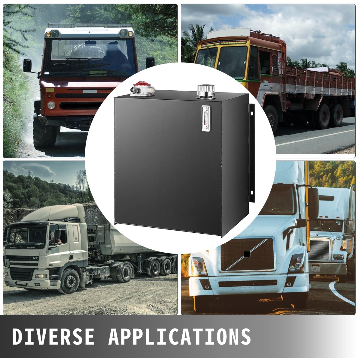 VEVOR Hydraulic Oil Tanks 25Gal Fuel Tank Heavy Duty Hydraulic Steel Tank Reservoir, Tanks Transfer Benzine, Hydraulic Reservoir with Strainer Temper Gauge Filter Καπάκι αναπνοής υδραυλικό δοχείο
