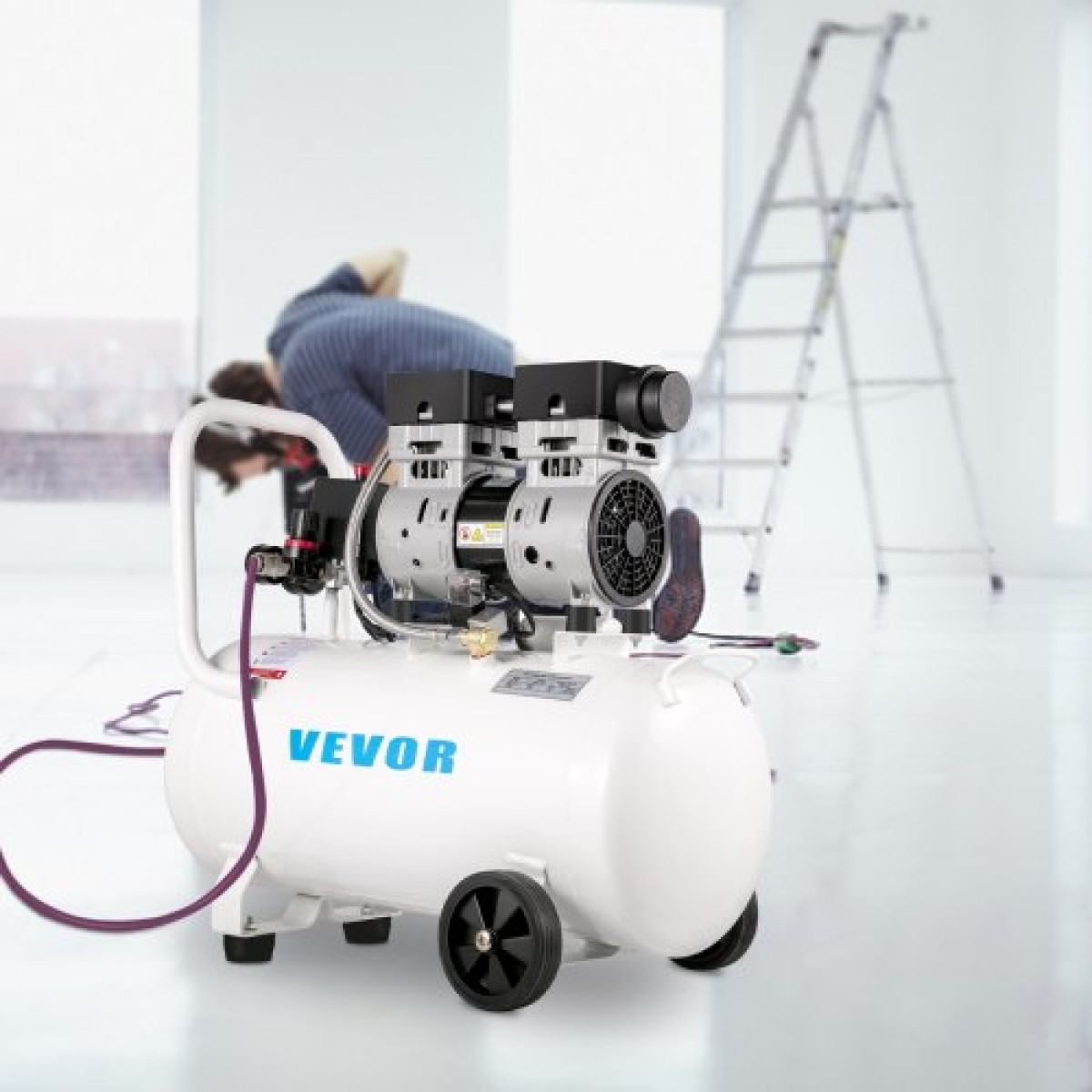 VEVOR Air Compressor 41,6 L, Ultra Quiet Air Compressor 1 HP, Oil-free Air Compressor Steel Tank 750W, Portable Air Compressor 8 bar, Ultra Quiet Compressor για επισκευή στο σπίτι, Φούσκωμα ελαστικών
