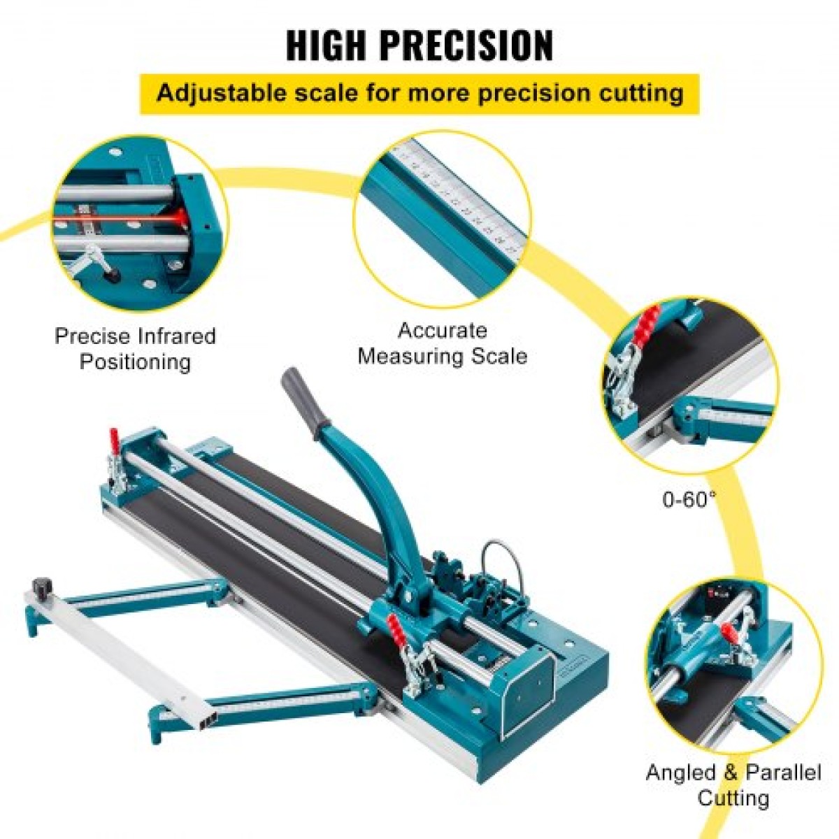VEVOR 47Inch/1200mm Tile Cutter Double Rail Manual Tile Cutter 3/5 in Cap with Precise Laser Positioning Manual Tile Cutter Tools for Precision Cutter