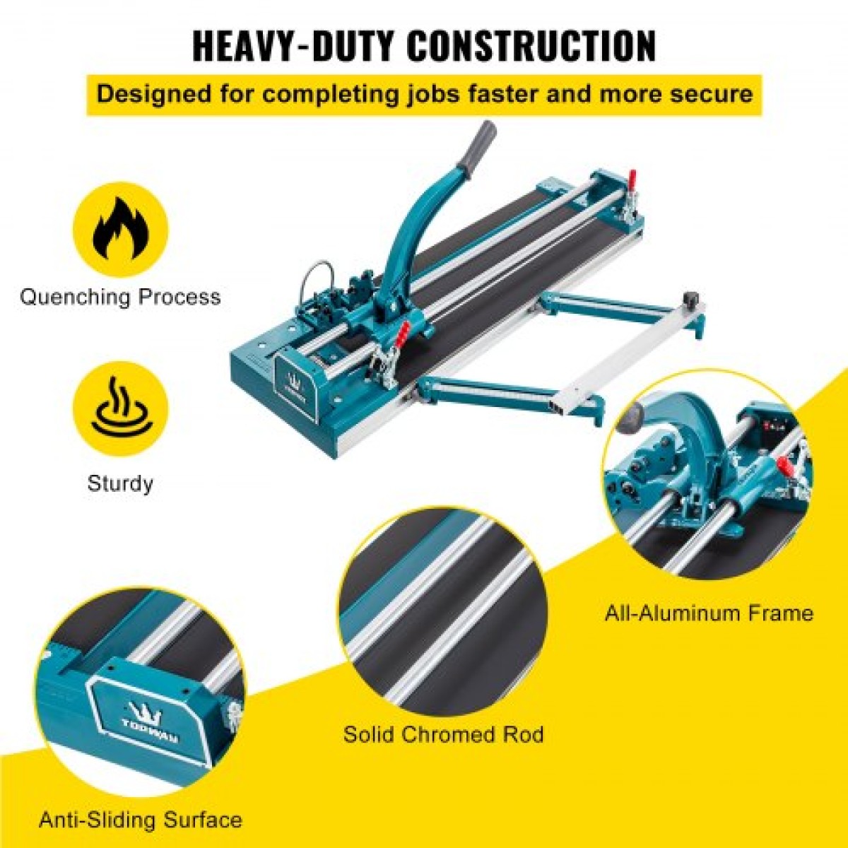 VEVOR 47Inch/1200mm Tile Cutter Double Rail Manual Tile Cutter 3/5 in Cap with Precise Laser Positioning Manual Tile Cutter Tools for Precision Cutter