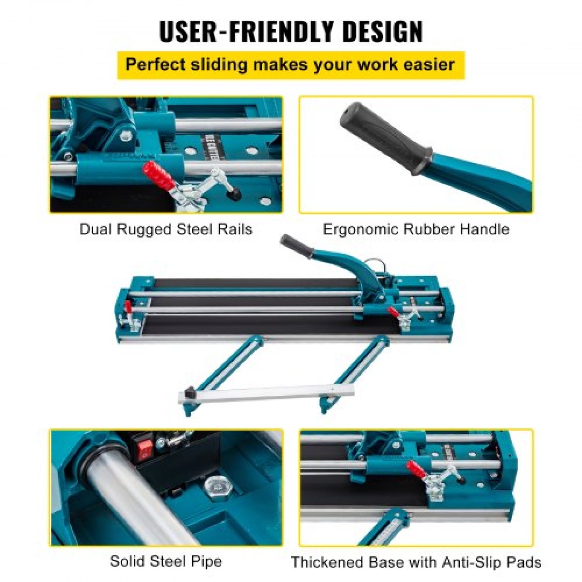 VEVOR 47Inch/1200mm Tile Cutter Double Rail Manual Tile Cutter 3/5 in Cap with Precise Laser Positioning Manual Tile Cutter Tools for Precision Cutter