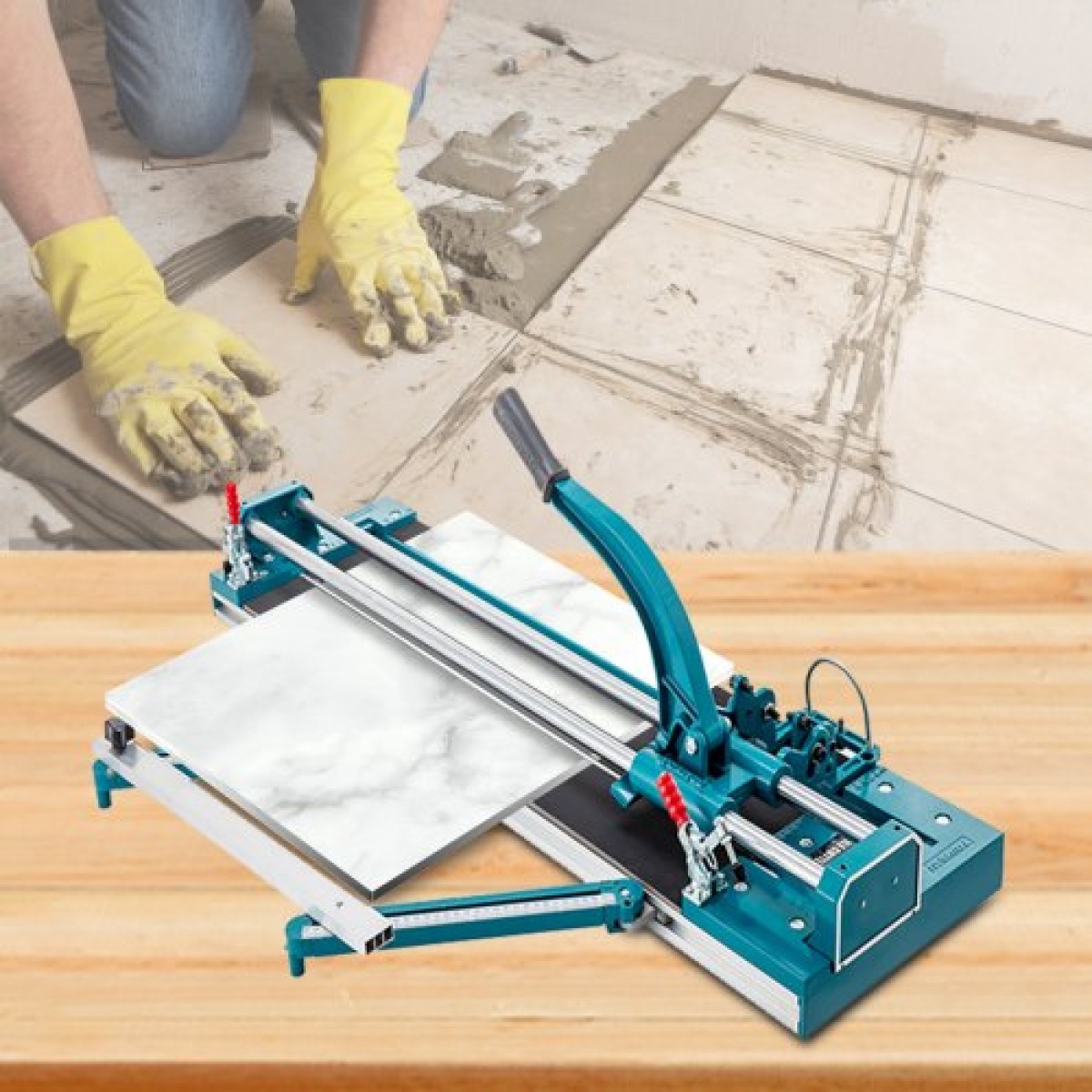 VEVOR 47Inch/1200mm Tile Cutter Double Rail Manual Tile Cutter 3/5 in Cap with Precise Laser Positioning Manual Tile Cutter Tools for Precision Cutter