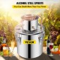 VEVOR Still Distiller 5Gal 21L από ανοξείδωτο ατσάλι Water Distiller Copper Tube Home Brewing Kit Ενσωματωμένο θερμόμετρο για DIY Whisky Wine Brandy Sliver
