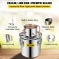 VEVOR Still Distiller 5Gal 21L από ανοξείδωτο ατσάλι Water Distiller Copper Tube Home Brewing Kit Ενσωματωμένο θερμόμετρο για DIY Whisky Wine Brandy Sliver