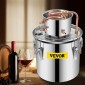 VEVOR Still Distiller 5Gal 21L από ανοξείδωτο ατσάλι Water Distiller Copper Tube Home Brewing Kit Ενσωματωμένο θερμόμετρο για DIY Whisky Wine Brandy Sliver