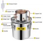 VEVOR Still Distiller 5Gal 21L από ανοξείδωτο ατσάλι Water Distiller Copper Tube Home Brewing Kit Ενσωματωμένο θερμόμετρο για DIY Whisky Wine Brandy Sliver