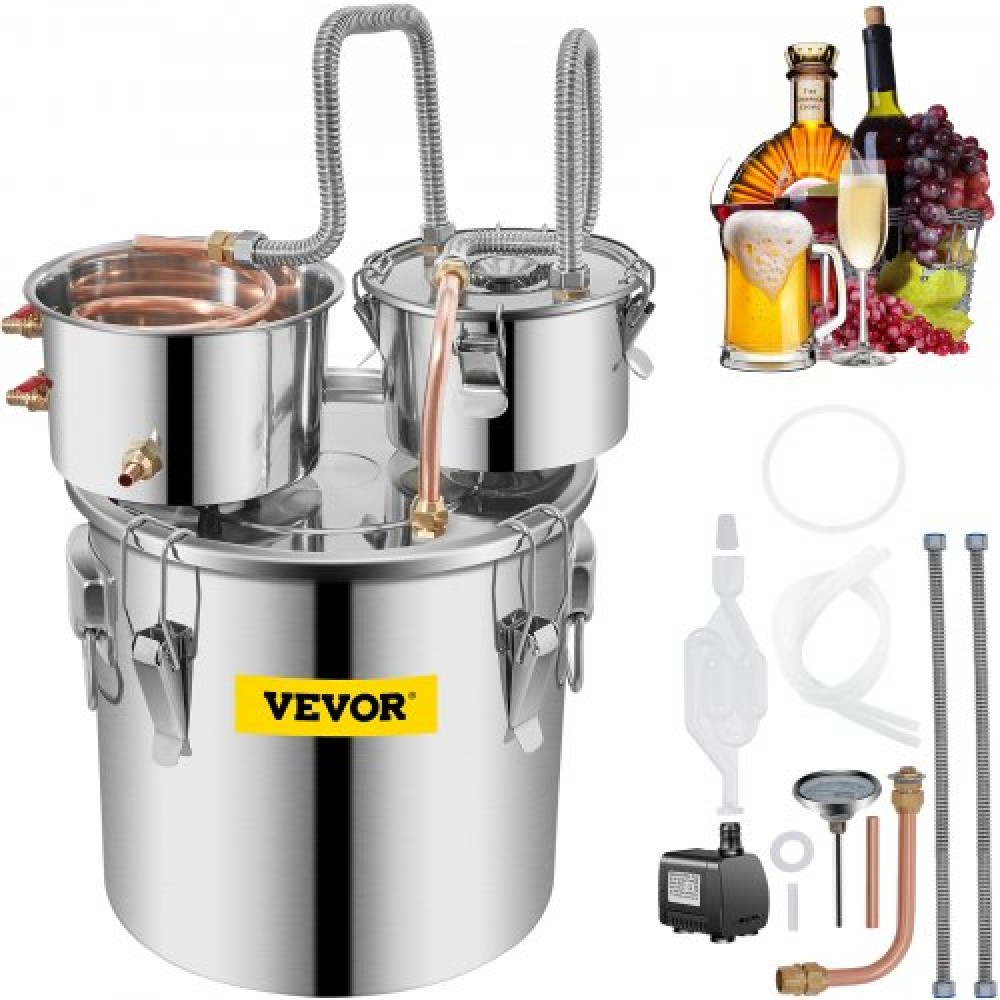 VEVOR 32,2 L Οικιακή χρήση Moonshine Still Brewing από ανοξείδωτο ατσάλι αιθέριο έλαιο διπλού βαρελιού