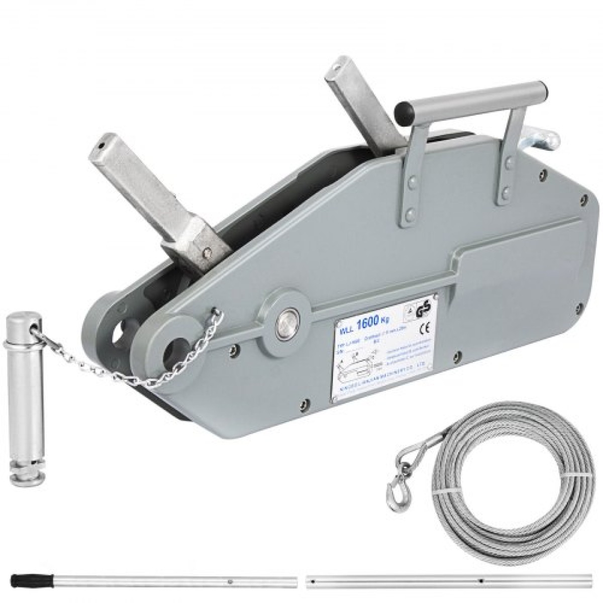 VEVOR Wire Rope Puller 1,6T/1587,6 kg Χωρητικότητα Hand Winch Rope 2011,7 cm Grip Puller Εγχειρίδιο Wire Rope Puller Heavy Duty Wire Rope Grip Puller Ανυψωτήρας έλξης Εξοπλισμός ρυμούλκησης για εσωτερική και εξωτερική χρήση