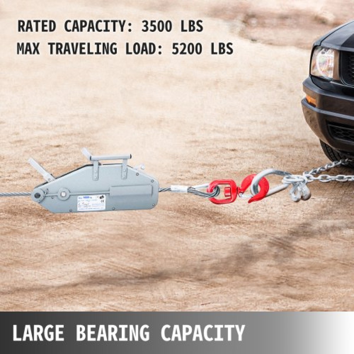 VEVOR Wire Rope Puller 1,6T/1587,6 kg Χωρητικότητα Hand Winch Rope 2499,4 cm Grip Puller Εγχειρίδιο Wire Rope Puller Heavy Duty Wire Rope Grip Puller Ανυψωτικό έλξης Εξοπλισμός ρυμούλκησης για εσωτερική και εξωτερική χρήση