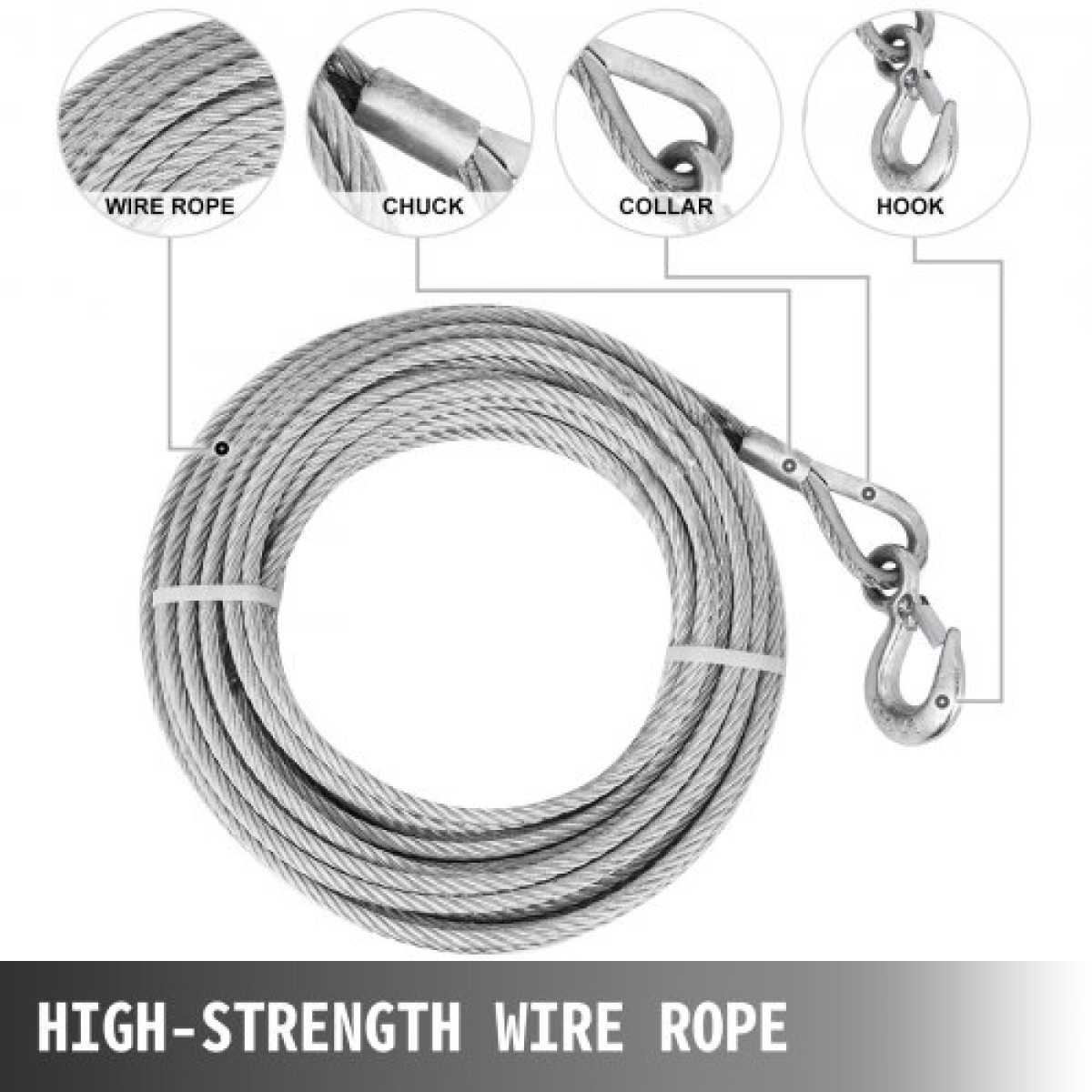 VEVOR Wire Rope Puller 1,6T/1587,6 kg Χωρητικότητα Hand Winch Rope 2499,4 cm Grip Puller Εγχειρίδιο Wire Rope Puller Heavy Duty Wire Rope Grip Puller Ανυψωτικό έλξης Εξοπλισμός ρυμούλκησης για εσωτερική και εξωτερική χρήση