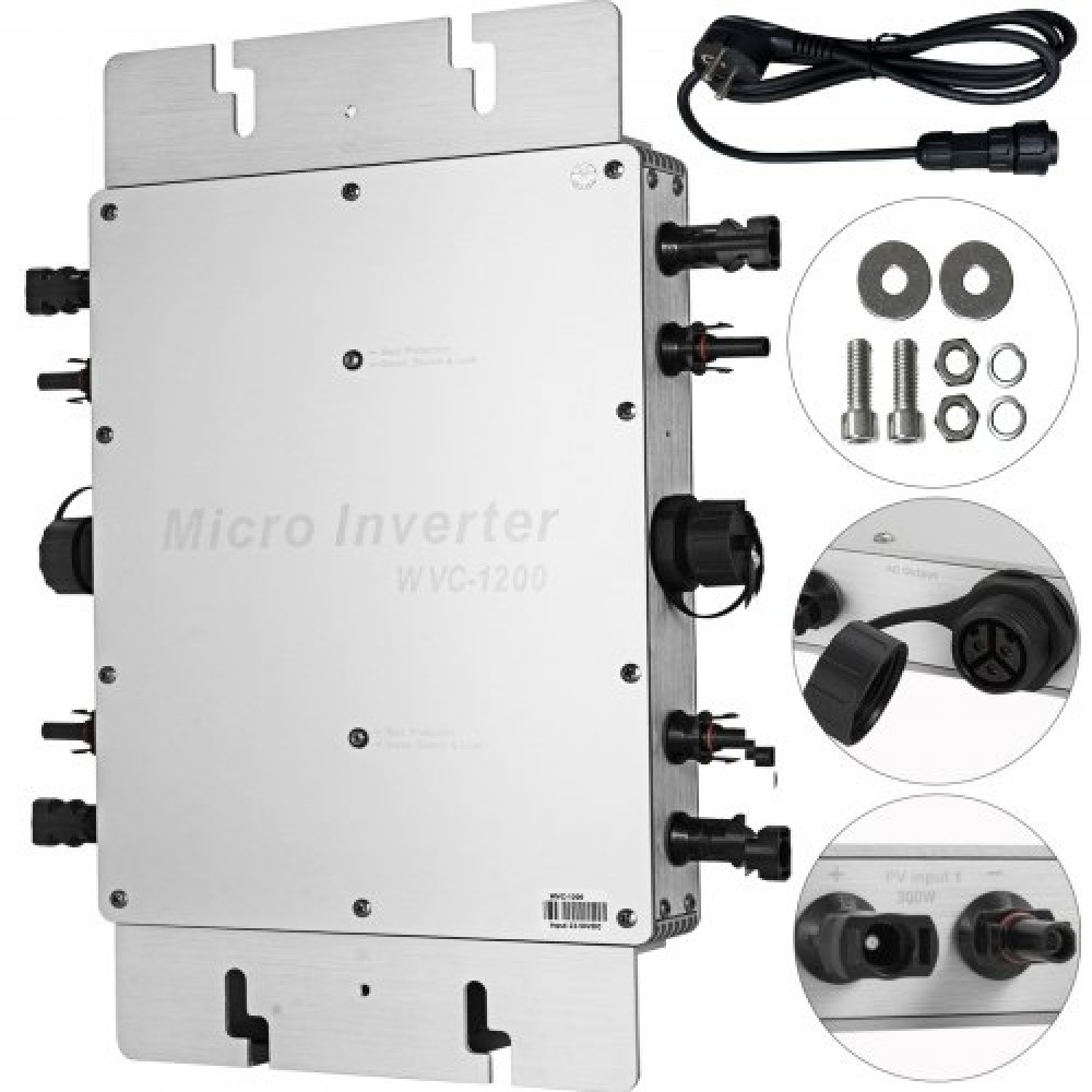VEVOR 1200W Power Inverter MPPT Waterproof Solar Grid Tie Inverter DC to AC 220V Micro Inverter(1200W/220V)