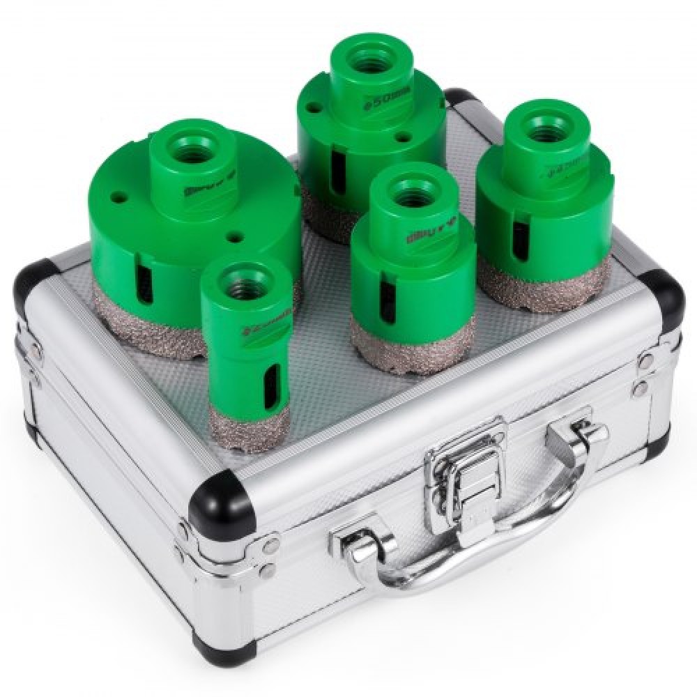 VEVOR 5 Pcs Diamond Hole Saw Set Diamond Drill Core Bits, M14 25/40/45/50/68MM Hole Saw Cutter Drill Bits, M14 thread Point-Accurate Drilling for Tiles Ceramic Granite