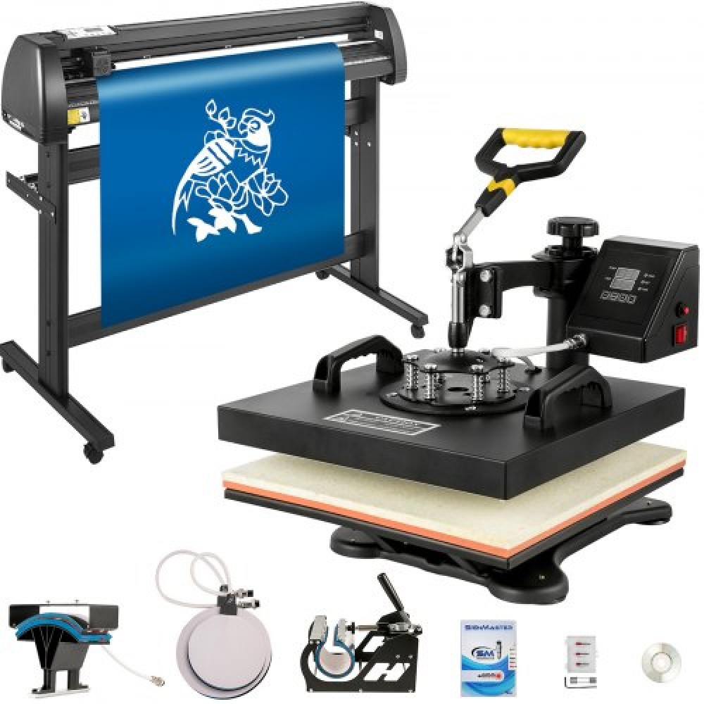 VEVOR 5 In1 Heat Press 38,1 x 38,1 cm Καπάκι μεταφοράς 134,6 cm Vinyl Cutter Plotter Cutting 3 Blades