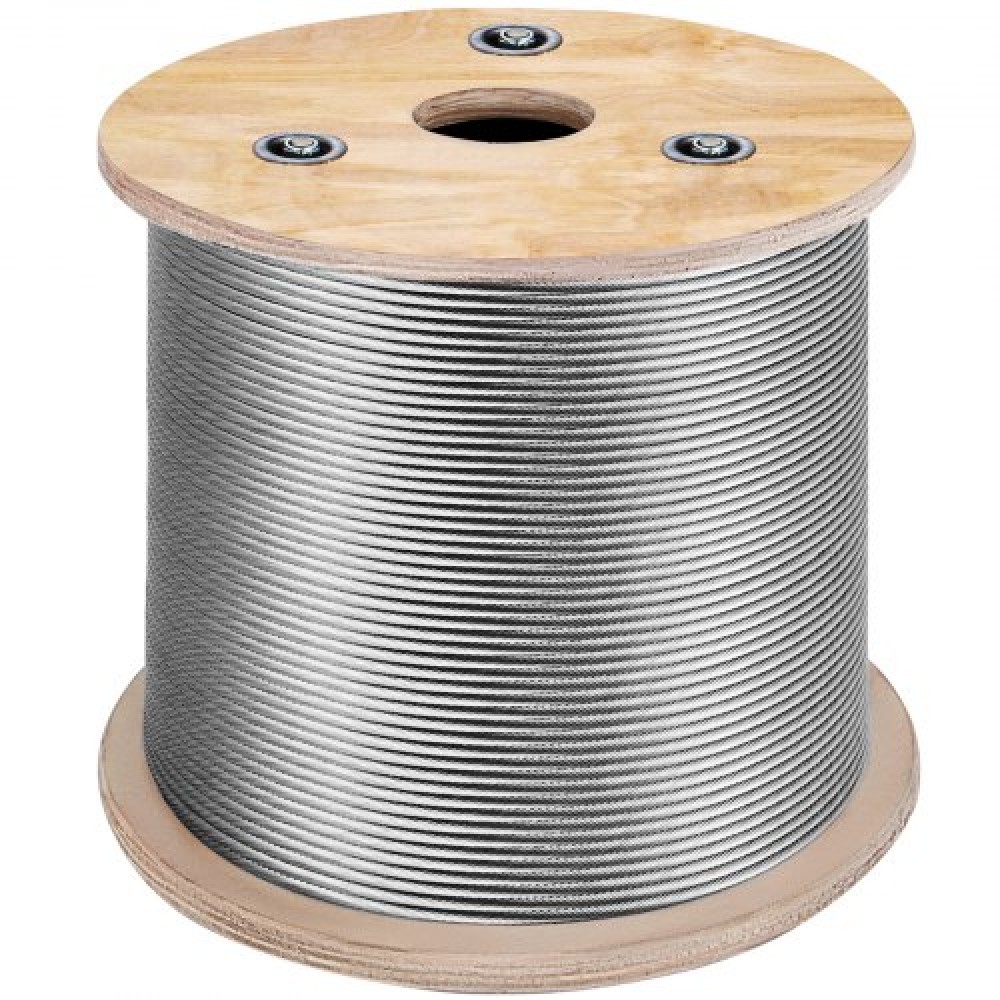 VEVOR T316 Καλώδιο από ανοξείδωτο ατσάλι 3,2 mm 7x7 Καλώδιο συρματόσχοινο από ατσάλι 15240 cm Κιγκλίδωμα καλωδίου Μεταφορά Καλώδιο συρματόσχοινο για καταστρώματα κιγκλιδωμάτων DIY κιγκλίδωμα