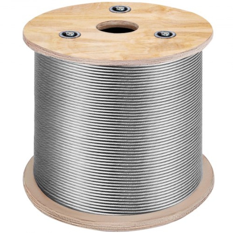 VEVOR T316 Καλώδιο από ανοξείδωτο ατσάλι 3,2 mm 7x7 Καλώδιο συρματόσχοινο από ατσάλι 15240 cm Κιγκλίδωμα καλωδίου Μεταφορά Καλώδιο συρματόσχοινο για καταστρώματα κιγκλιδωμάτων DIY κιγκλίδωμα
