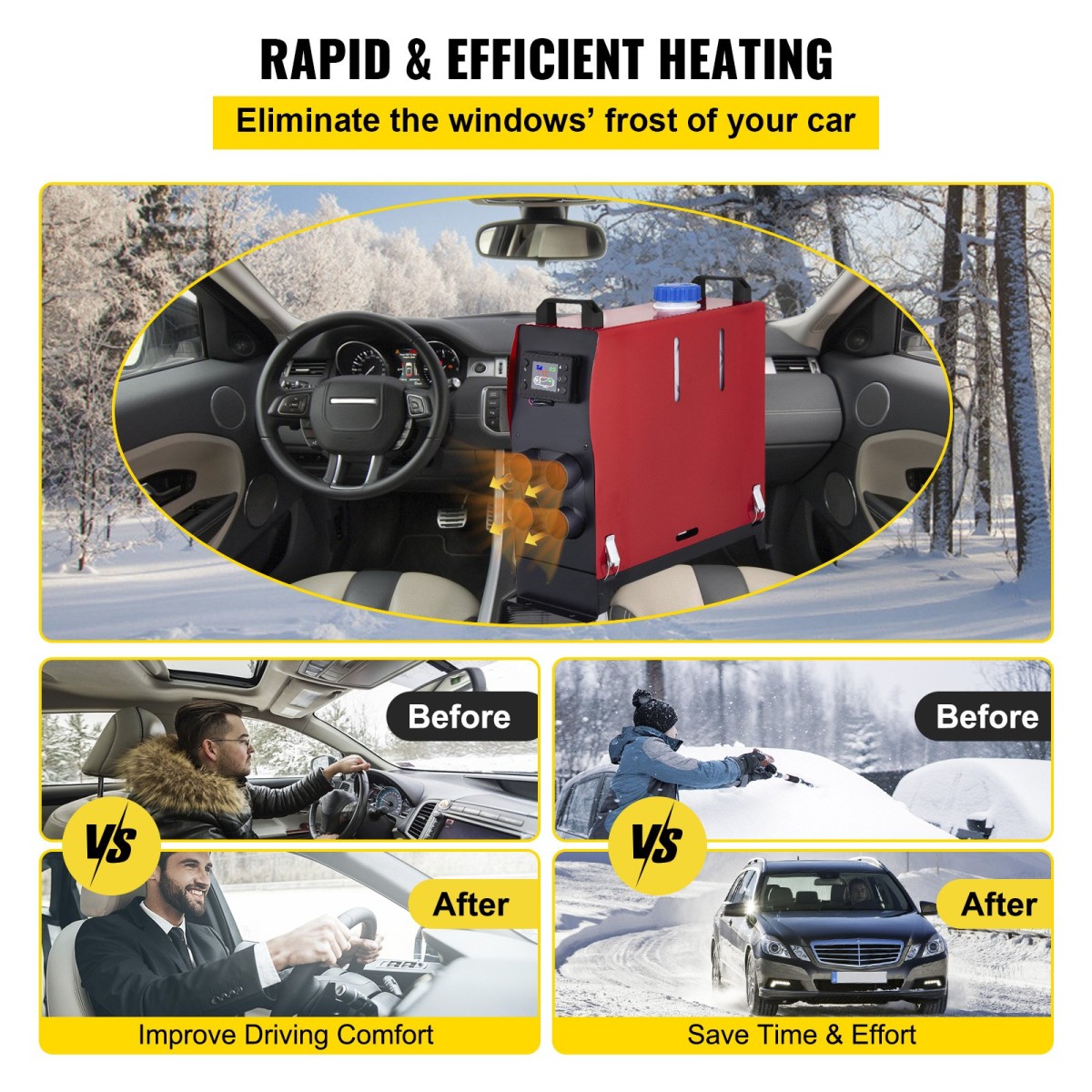 VEVOR 12V 5000W Air Diesel Heater με διακόπτη LCD, Diesel Heater με τηλεχειριστήριο και 4 εξόδους αέρα για Boat Car Trucks Campervans